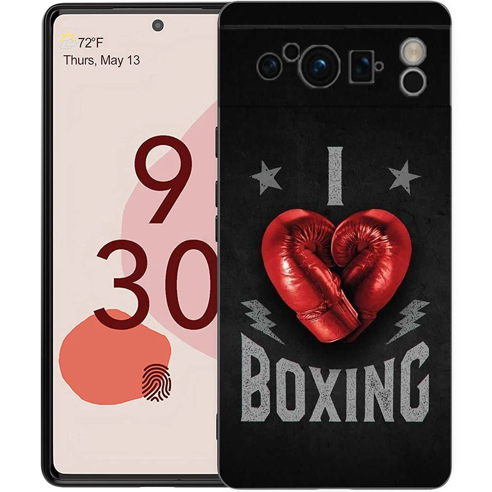 Funda de teléfono con temática de campeón de boxeo para Google Pixel 10 9 8 7 6 Pro XL 9A 8A 6A 7A 5G, funda negra de TPU suave a prueba de golpes - imagen 3