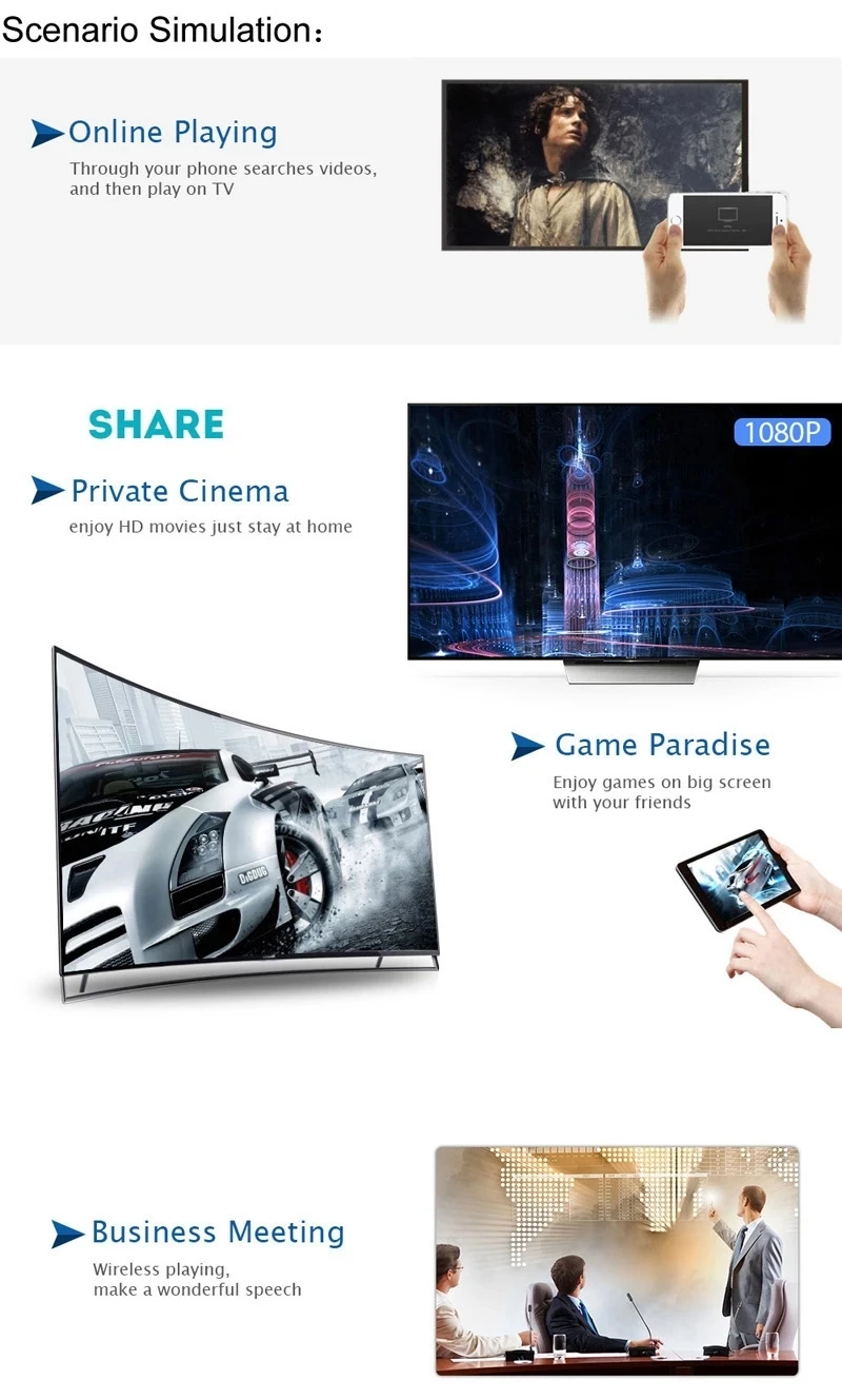 Adaptador Dongle inalámbrico Wifi HDMI TV Stick Screen Mirroring Share Display, receptor multimedia Streamer para IPhone, teléfono Android a TV - imagen 3