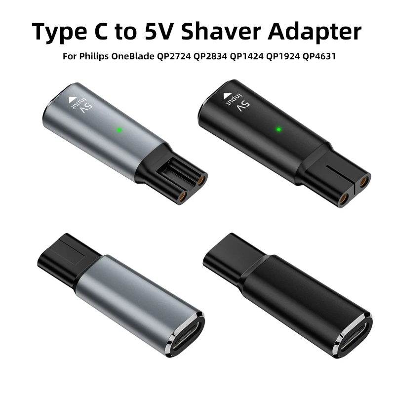 Adaptador de afeitadora USB C PD a DC 5V para Philips OneBlade QP2724 QP2834 QP1424 QP1924 QP4631 TypeC cargador convertidor Afeitadora eléctrica