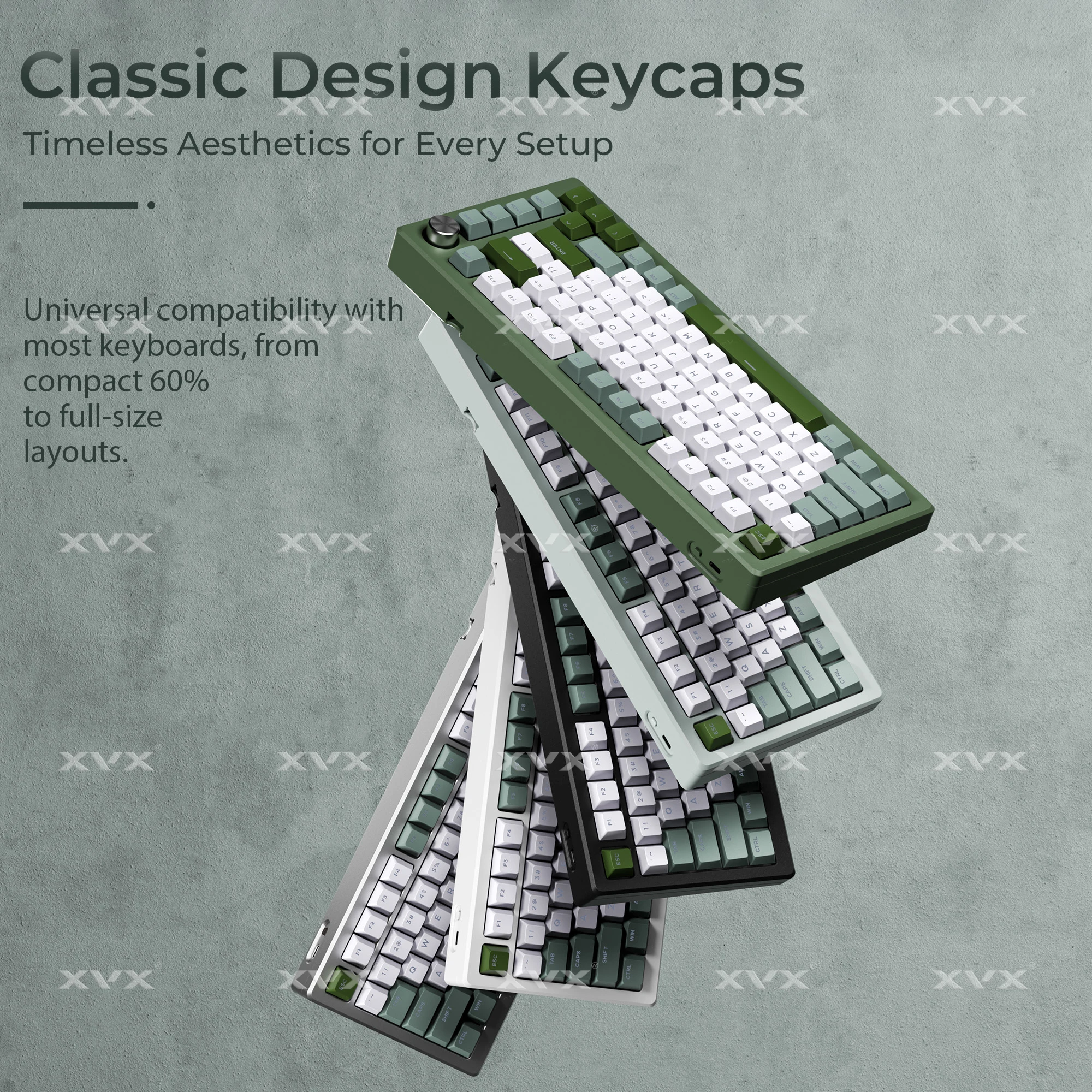 XVX PBT Doble disparo Brillo verde a través de teclas Perfil de cereza Juego de teclas de tamaño completo 133 teclas - imagen 3