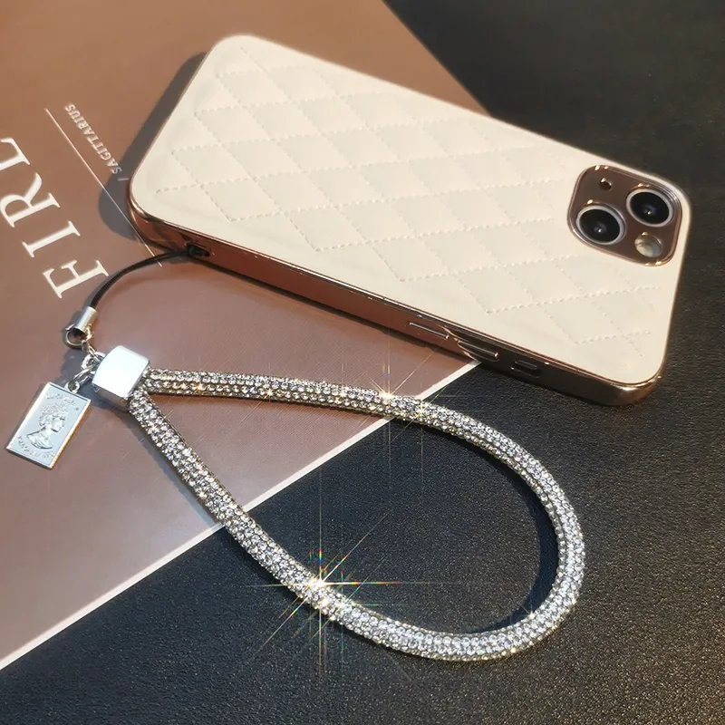 Correa de muñeca para teléfono móvil, colgante de diamante completo, estilo de muñeca corta y larga, colgante de diamantes de imitación, correa de cuello largo, eslinga antipérdida - imagen 5