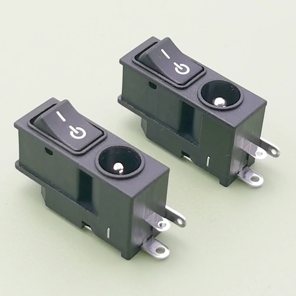 1 conector CC 5,5*2,1 5,5*2,5mm toma de corriente RJ-003 puerto de alimentación CC hembra con interruptor 2 en 1 soporte CC conector de RJ-002