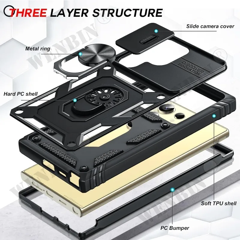 Funda resistente para Samsung S24, S23, S22 Ultra, A35, A55, A15, A14, A54, A34, con cámara giratoria de 360 grados, a prueba de golpes - imagen 3