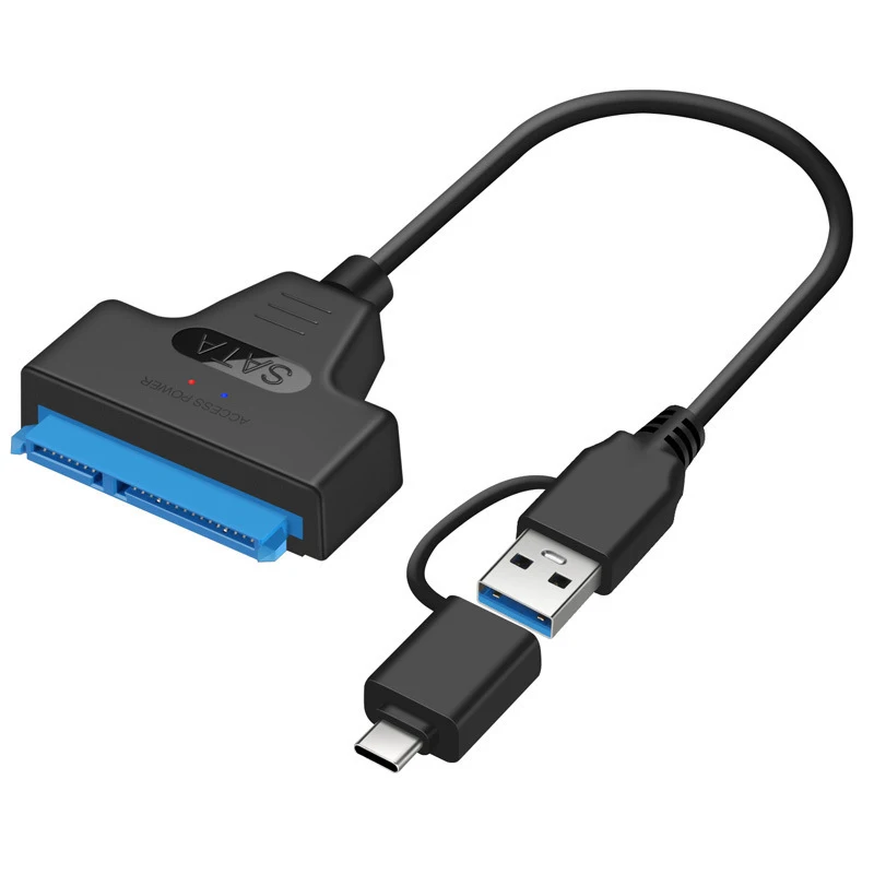 1 Uds 2 en 1 Cable adaptador SATA a USB3.0/tipo C hasta 6 Gbps soporte de alta velocidad disco duro SSD HDD externo de 2,5 pulgadas 22 pines Sata - imagen 2