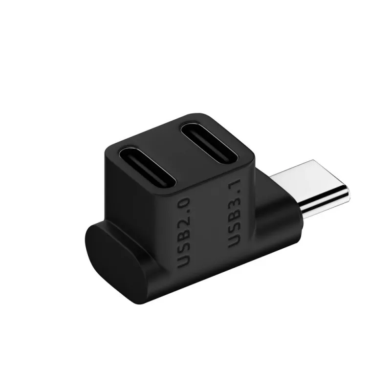 100W USB 3,2 tipo C macho a hembra 1 a 2 adaptador OTG 10Gbps datos rápidos 4K tableta USB-C convertidor de carga 180 grados en forma de U - imagen 2