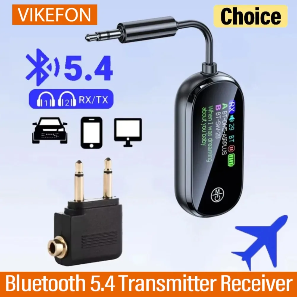 Adaptador transmisor receptor Bluetooth 5,4 para avión, reproductor de MP3 auxiliar de 3,5 MM, adaptador de Audio HIFI para PC, TV, altavoz para el hogar y el coche 2 en 1