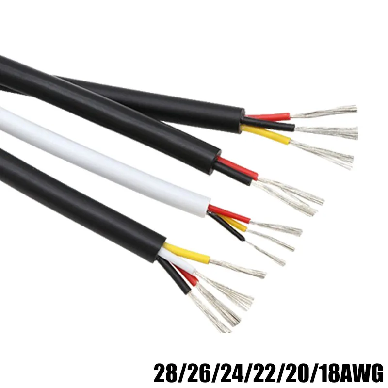 Cable de Audio electrónico Flexible de 2, 3, 4 núcleos, 28/26/22/20/18AWG, Cable eléctrico, cables automotrices para altavoces de luz de tira LED