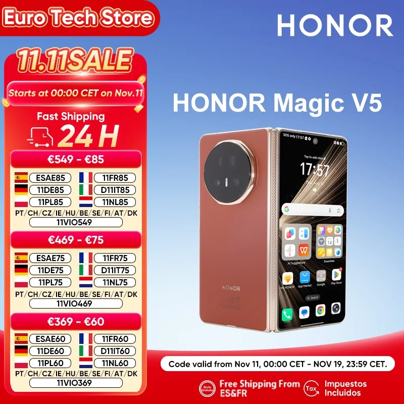 Nuevo HONOR Magic V5 versión Global Original 5G Smartphone pantalla OLED HDR Dual Snapdragon 8 Elite 5820mAh 7,95 "66W SuperCharge