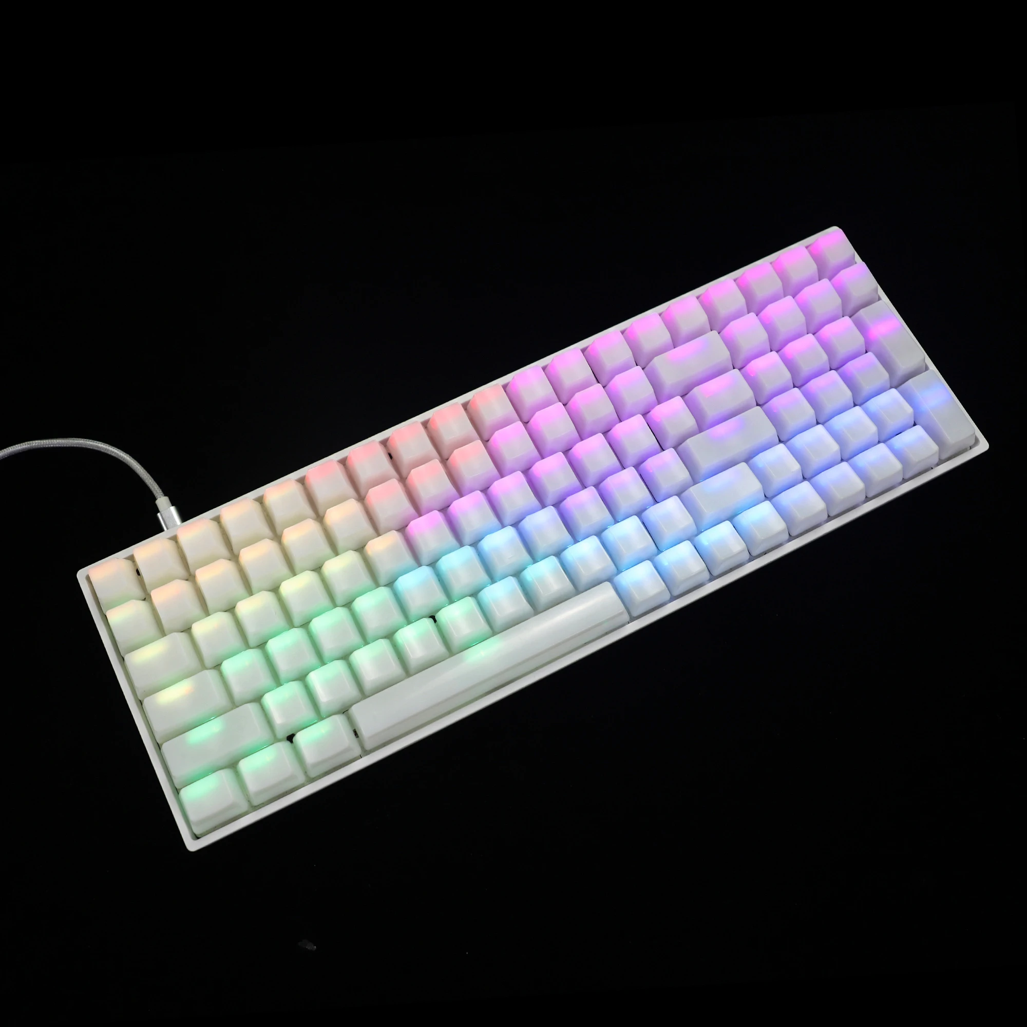 Teclas ABS ANSI ISO de 120mm para teclado mecánico MX, perfil OEM brillante, antiniebla, en blanco, GK61, 96, 84, 68, 1,5, 87, 108