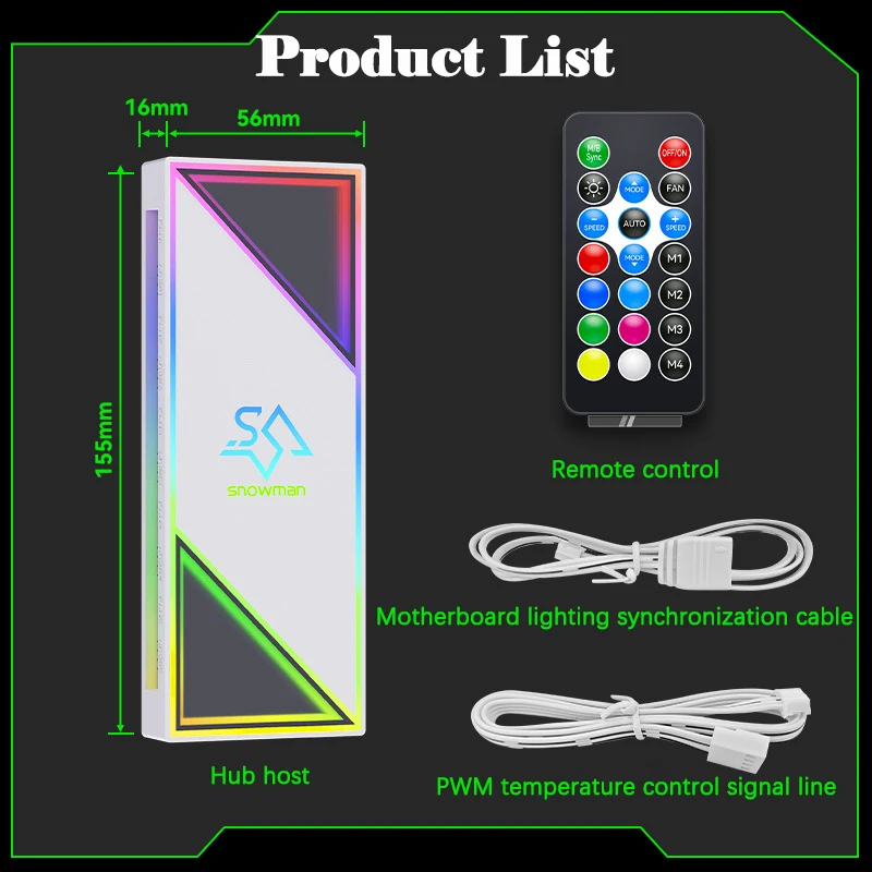UTHAI H12 nuevo controlador ARGB 5V3 Pin Shenguang caja de ordenador síncrona ventilador de prisma PWM Control de temperatura Hub - imagen 3