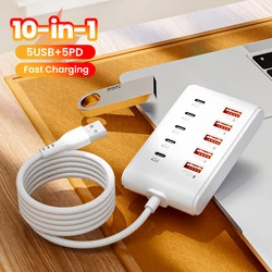 Cargador USB rápido de escritorio multifunción para hogar y oficina