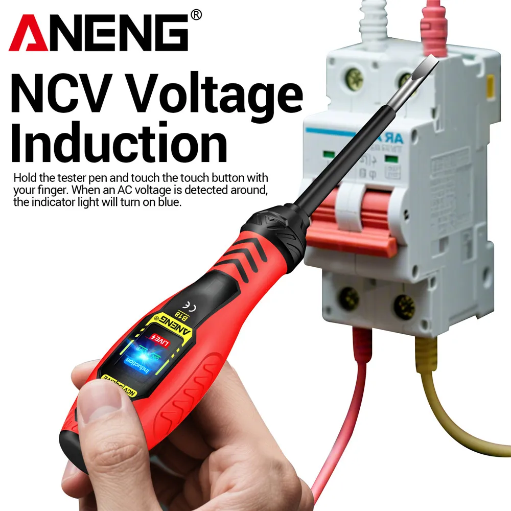 ANENG B18 pluma de prueba de voltaje resaltado palabra/destornillador cruzado multifuncional NCV voltaje inducción electricista probador pluma herramientas - imagen 3