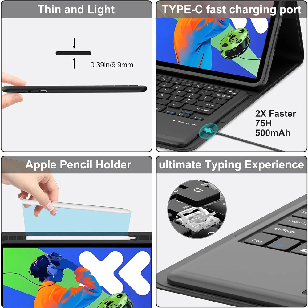 Funda para Lenovo Xiaoxin Pad pro 12,7 pulgadas 2025, funda magnética para teclado Bluetooth para Idea Tab pro 12,7 TB373FU/375FC - imagen 3