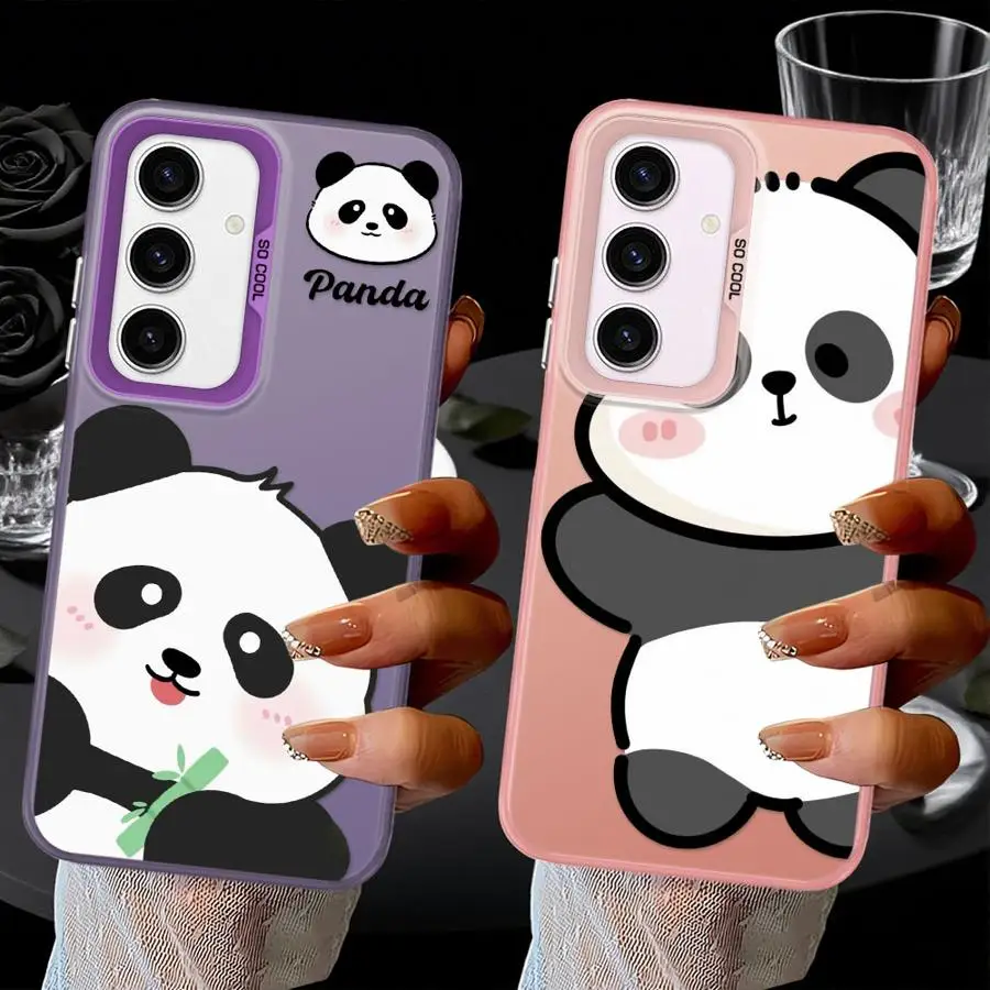 Funda para Samsung Galaxy A73 A25 A23 A32 A22 A52 A53 A24 A26 A36 A33 A34 funda trasera para teléfono Panda de dibujos animados lindo