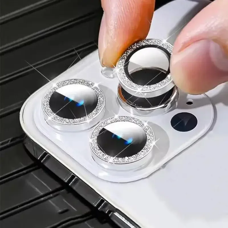 2-3 Uds pegatina de Flash para Iphone 16 15 Pro Max película de lente 14pro anillo de lente más tapa de lente templada de cámara 13 Mini Control de polvo 12 - imagen 3