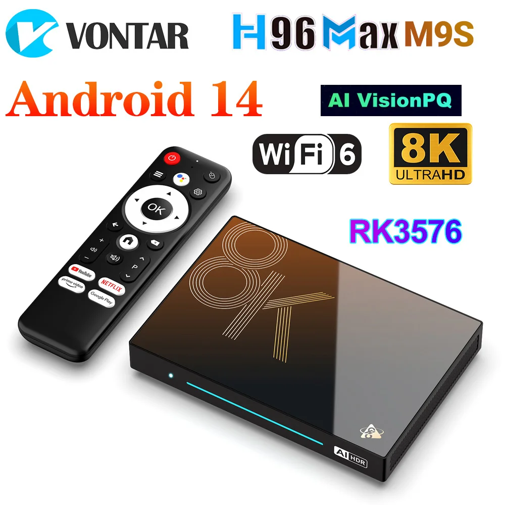H96 MAX M9S AI VisionPQ TV Box Android14 Rockchip RK3576 Quad Cortex A72 + A53 compatible con supresolución 8K decodificación de vídeo Wifi6 - imagen 2