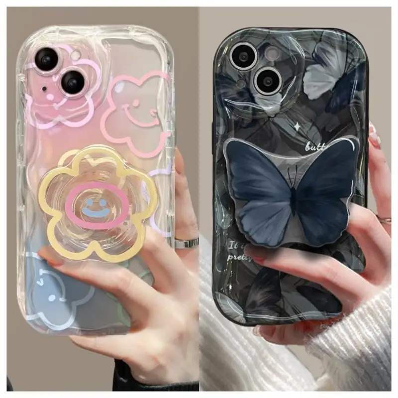 Funda 3D con soporte de mariposa y flores para Xiaomi, carcasa para POCO X5, X3, X6 Pro, X4, NFC, F3, F4, X4, GT, M3, M4, M6 Pro, MI 12, 11 Lite, 5G, NE, 12T, 14