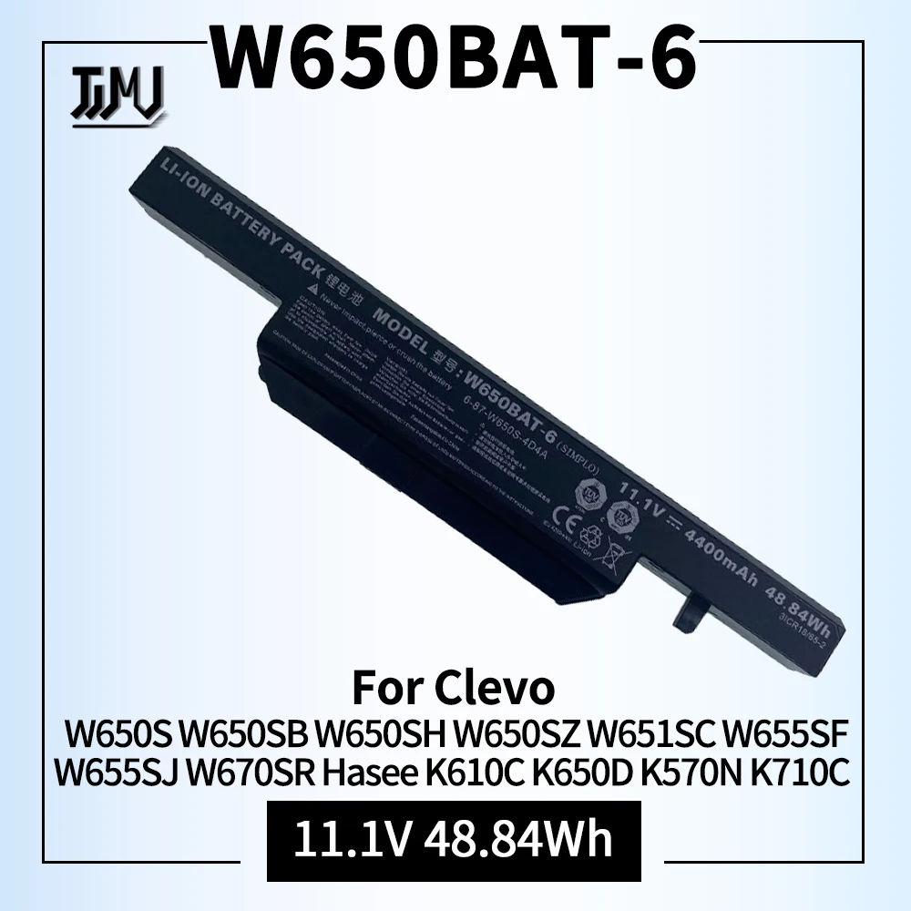 Batería de W650BAT-6 para Clevo W650S, W650SB, W650SH, W650SZ, W651SC, W655SF, W655SJ, W670SR, Hasee, K610C, K650D, K570N, K710C, K590C, K750D
