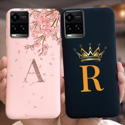 Para Vivo Y21 Y21s funda V2110 V2111 Linda corona letras cubierta mate fundas de teléfono para Vivo Y33s Vivo Y21s Y 21 s VivoY21 Fundas suaves