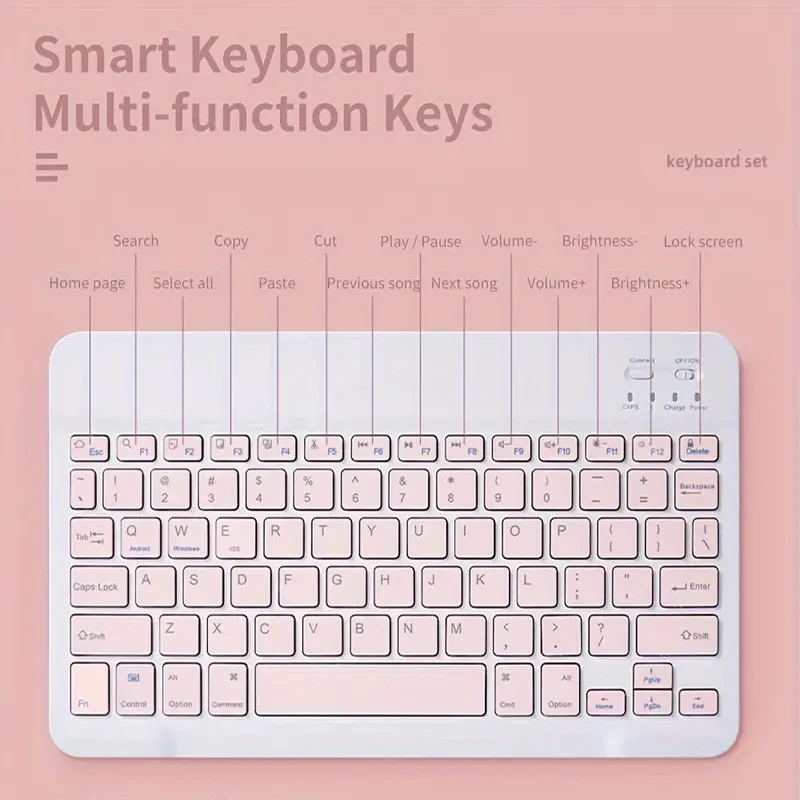 Teclado inglés compatible con Bluetooth de 10 pulgadas para iPad Air Pro, teclado inalámbrico recargable para teléfono, tableta, portátil, Universal - imagen 4