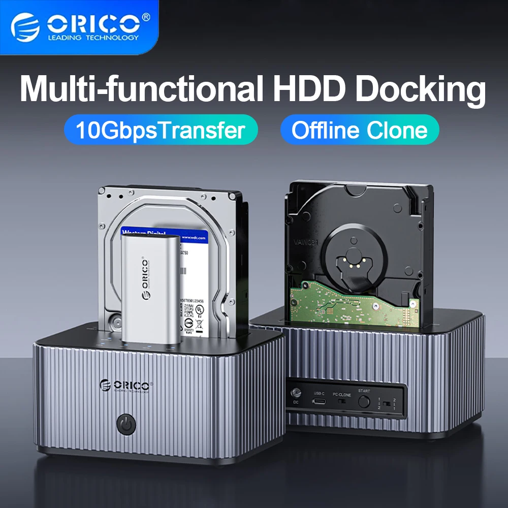 ORICO-carcasa para disco duro M.2 NVME, estación de acoplamiento tipo C, 10gbps, para NVME M.2, 2,5/3,5 pulgadas, HDD/SSD, con clon sin conexión para PC