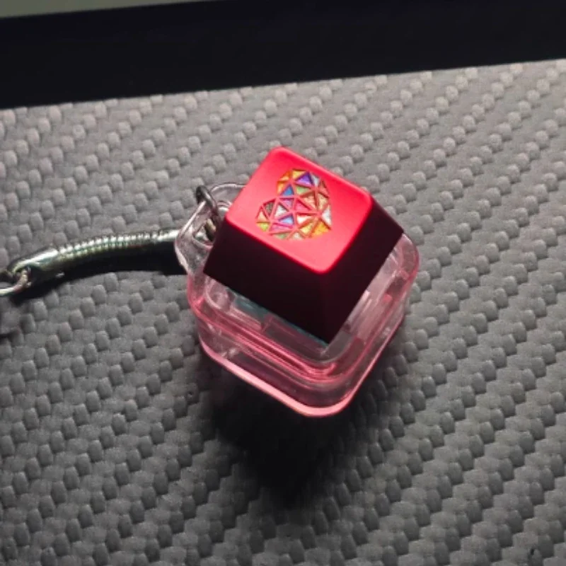 Tapa de tecla de corazón de vidrio, punto personalizado, aleación de aluminio, Color, tapa de llave artesanal de vidrio, perfil de cereza, interruptor MX, tecla de teclado mecánico - imagen 3