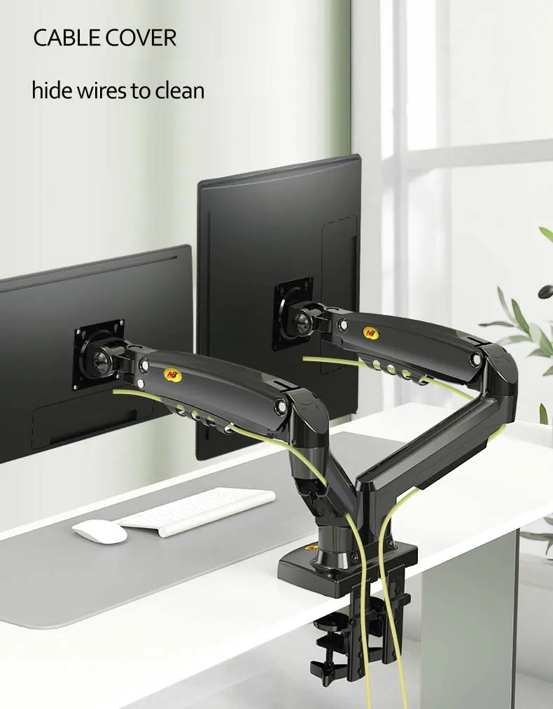 Soporte de Monitor Dual F160 con resorte de gas, brazo de escritorio giratorio 360, 2-9KG, 2 USB3.0, 10-27 pulgadas, nuevo - imagen 5