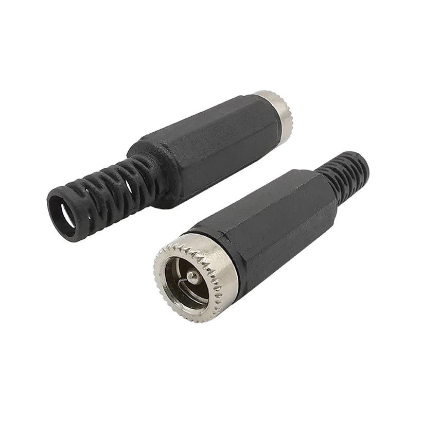 5 pares de caja de plástico de 5,5mm x 2,1mm enchufe macho de alimentación CC + conector hembra de soldadura toma eléctrica - imagen 3