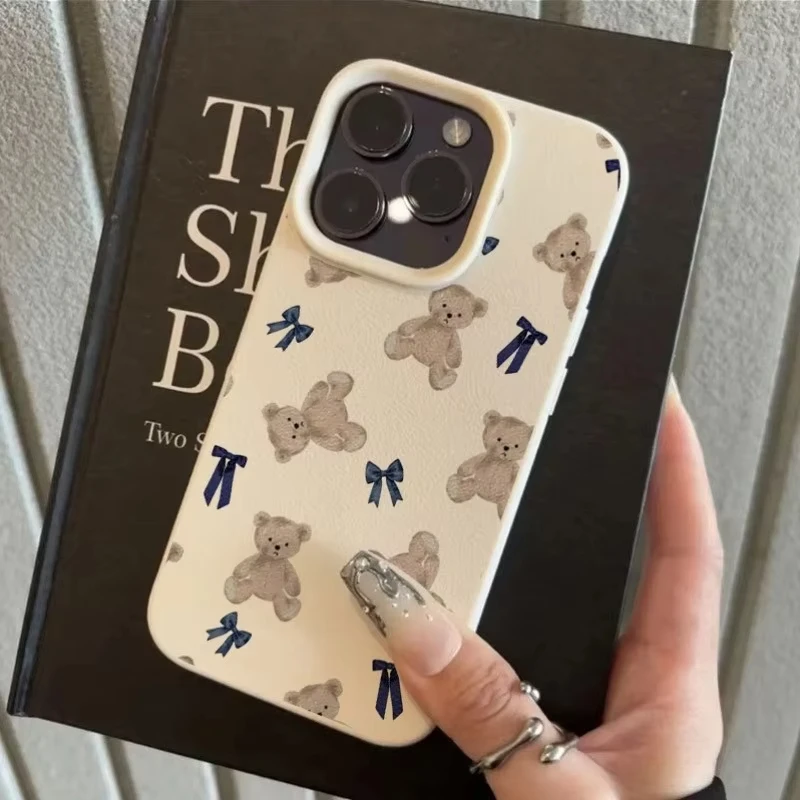Funda de teléfono con diseño de lazo de oso para iPhone 17 11 12 13 14 15 16 Pro Max Plus 17 Air X XS Max XR, funda trasera de silicona suave - imagen 4