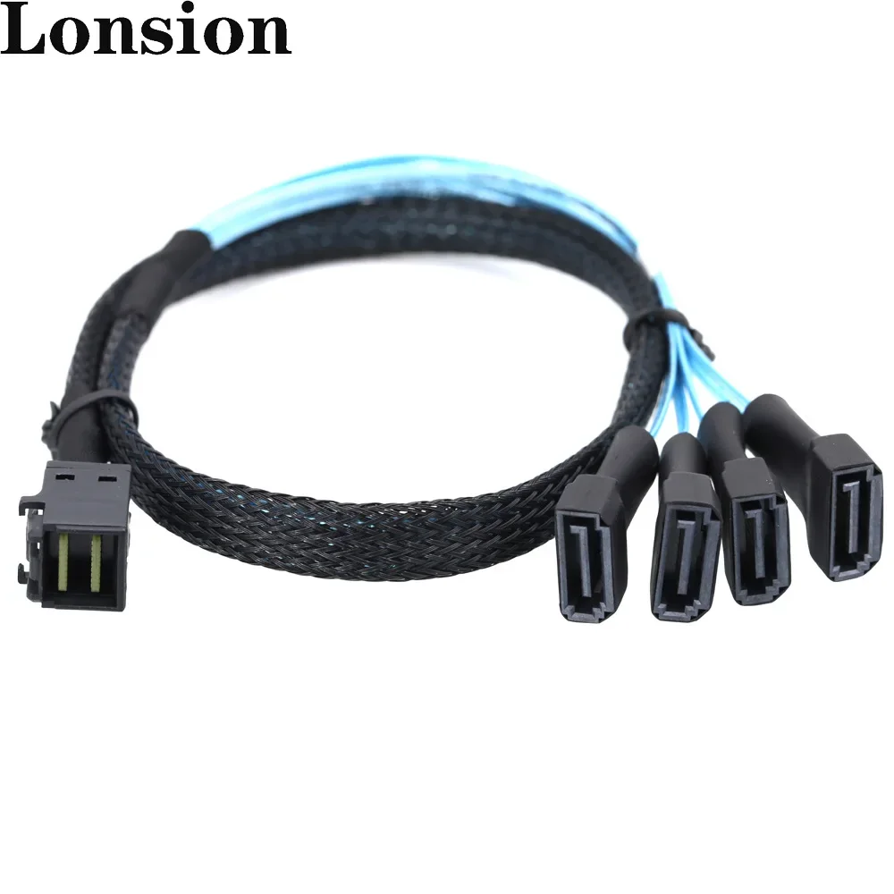 Cable macho Mini SAS HD SFF-8643 a 4 SATA de 7 pines eficiente para transferencia de datos