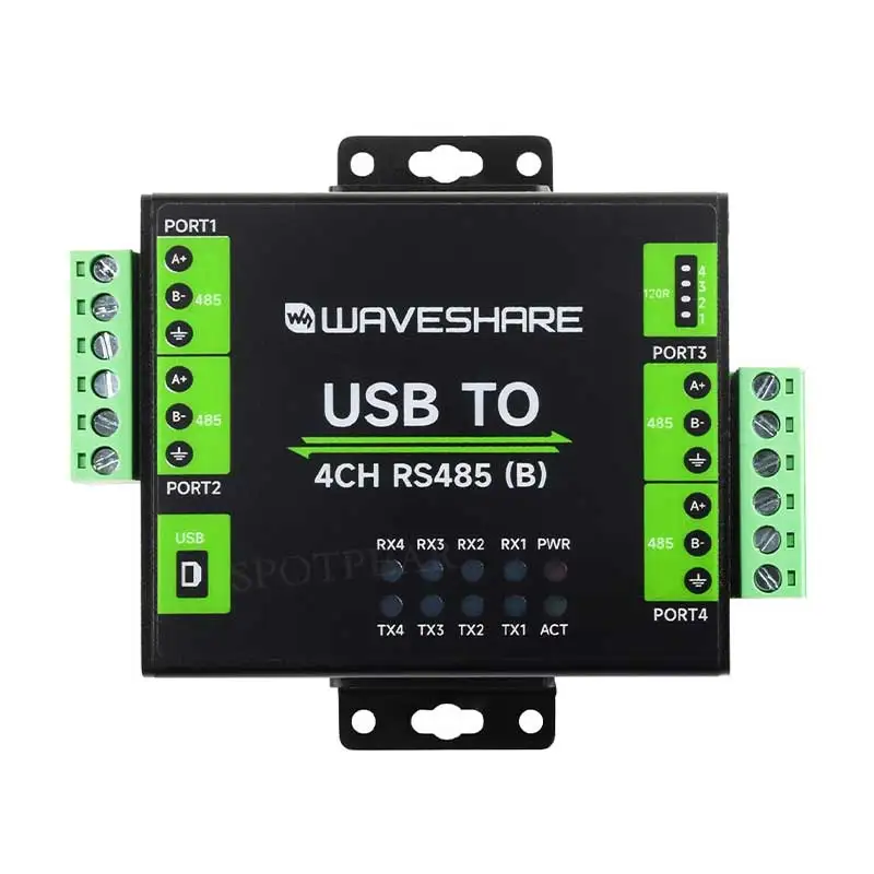 Convertidor industrial aislado USB a 4 canales RS485 (B) UART CH344L para montaje en pared/en riel - imagen 4
