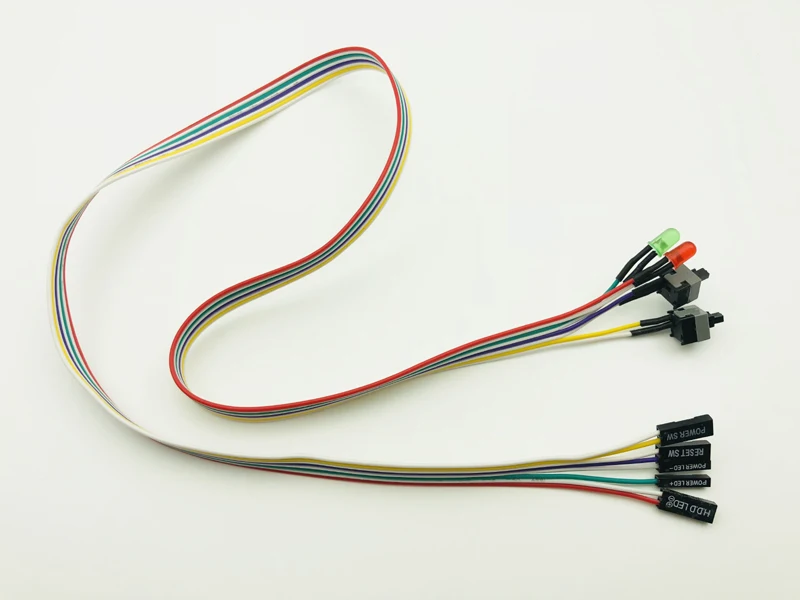 1 Juego de Cable de alimentación de placa base de ordenador de PC delgado de 66CM reinicio de encendido y apagado Original con luz LED interruptor de reinicio de energía de PC interruptor de botón - imagen 3