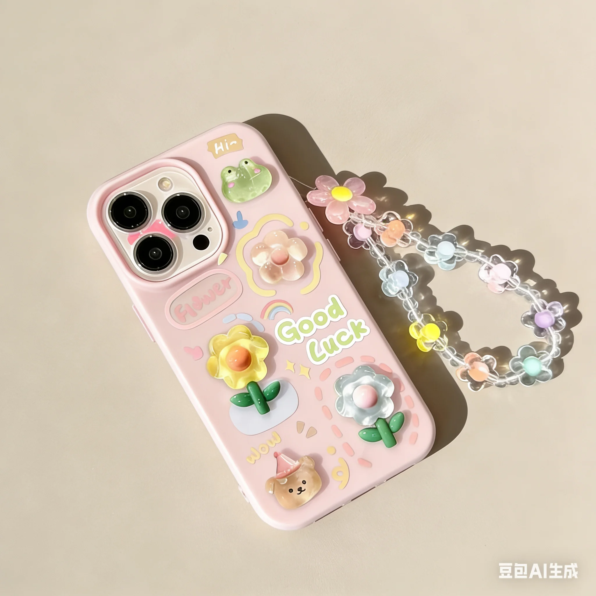 Y2K-funda con cadena de flores y oso de rana 3D para Infinix Hot 60 50 Pro 40 Note 50x50s 40 Smart 10 Plus GT 30PRO, cubierta mate - imagen 2