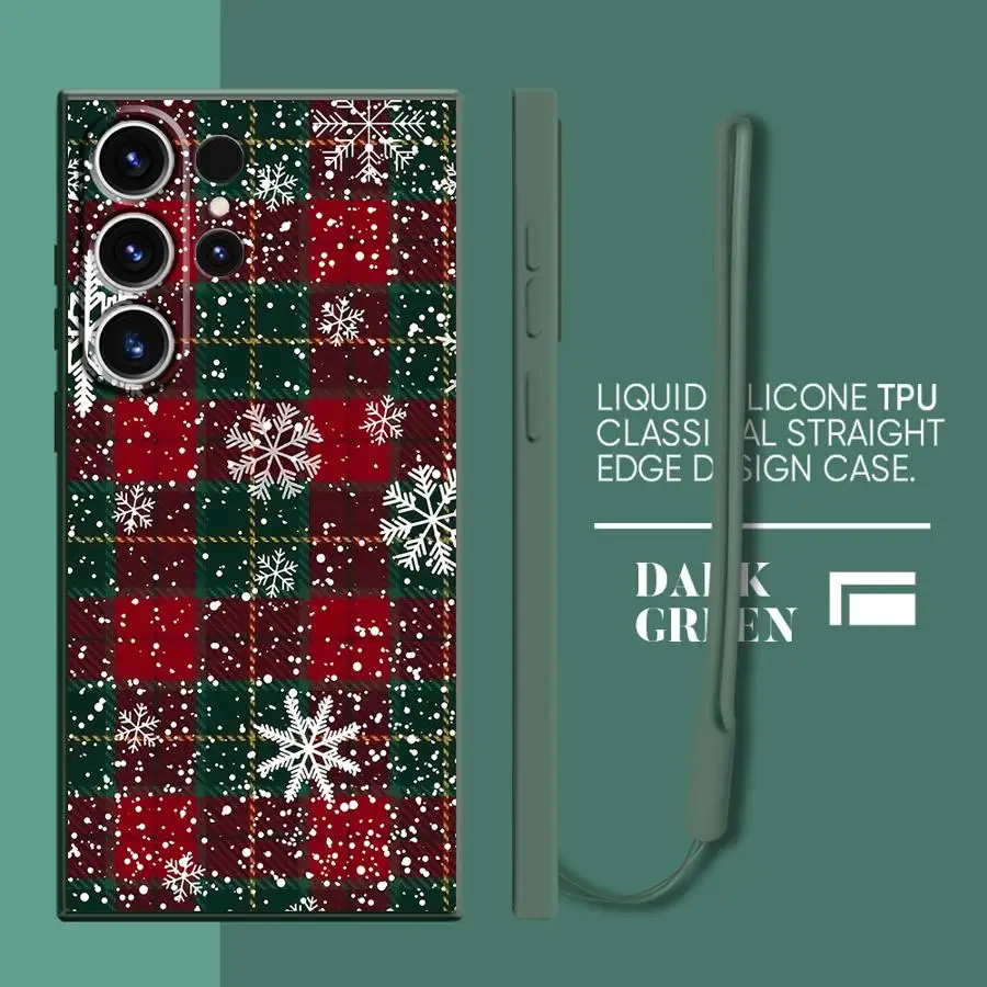 Funda para Samsung Galaxy Note 20 10 Ultra S24 FE S23 S21 Plus S20 S22 Ultra S25 Edge cubierta suave rejilla roja navideña - imagen 4