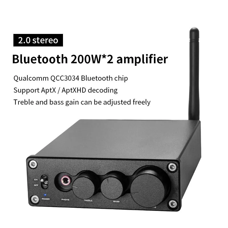 TZT Heareal negro/plateado G2 Bluetooth5.0 amplificador de potencia estéreo2.0 2x200W amplificador Digital HiFi de alta potencia TPA3116 - imagen 2