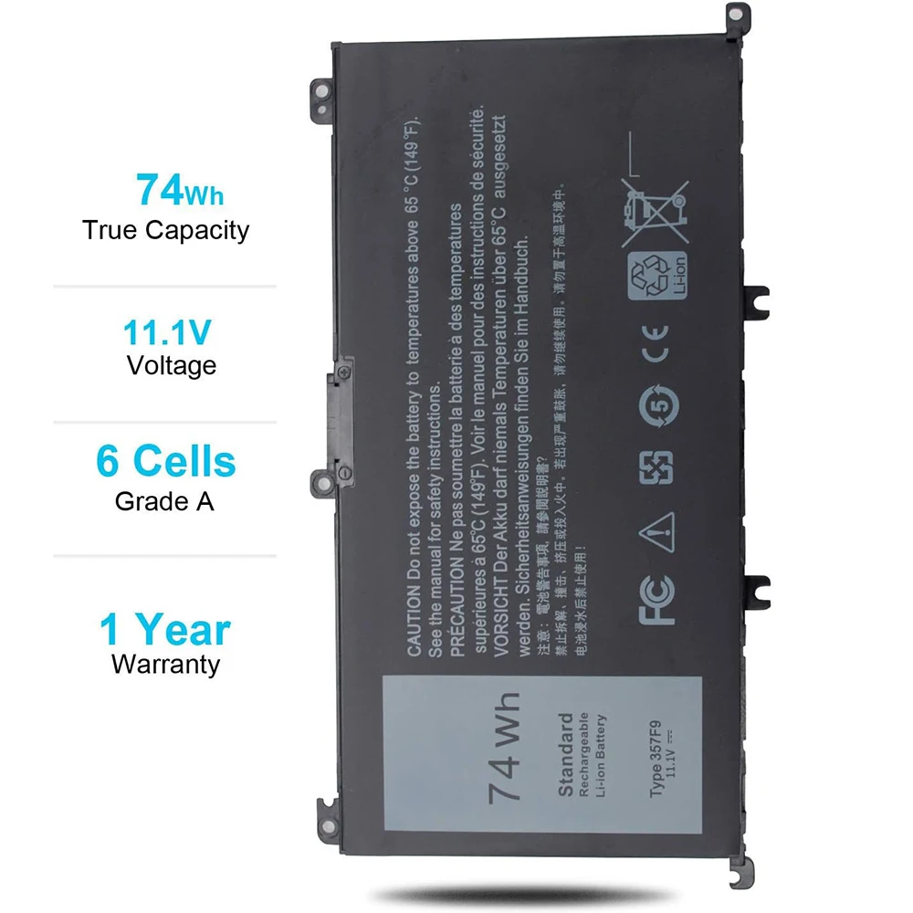 74Wh 357F9 71JF4 Batterie pour ordinateur portable Dell Inspiron 15 7000 Gaming 7559 7557 7567 7566 7759 i7559 15 5576 5577 INS15PD Série 15-7559 071JF4 P57F P65F P65F001 0GFJ6 0357F9 - imagen 2