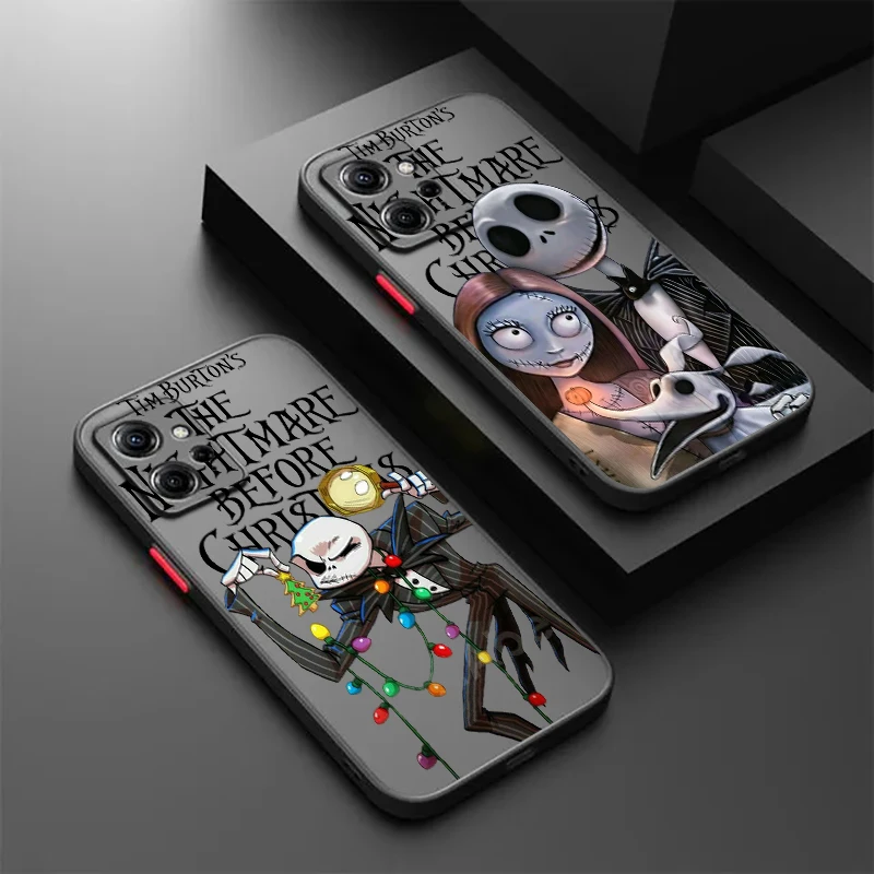 Funda translúcida esmerilada del pesadilla antes de Navidad para Redmi Note 13 12 12S 12T 11 11T 11E 10 10S 9 Pro Plus 5G
