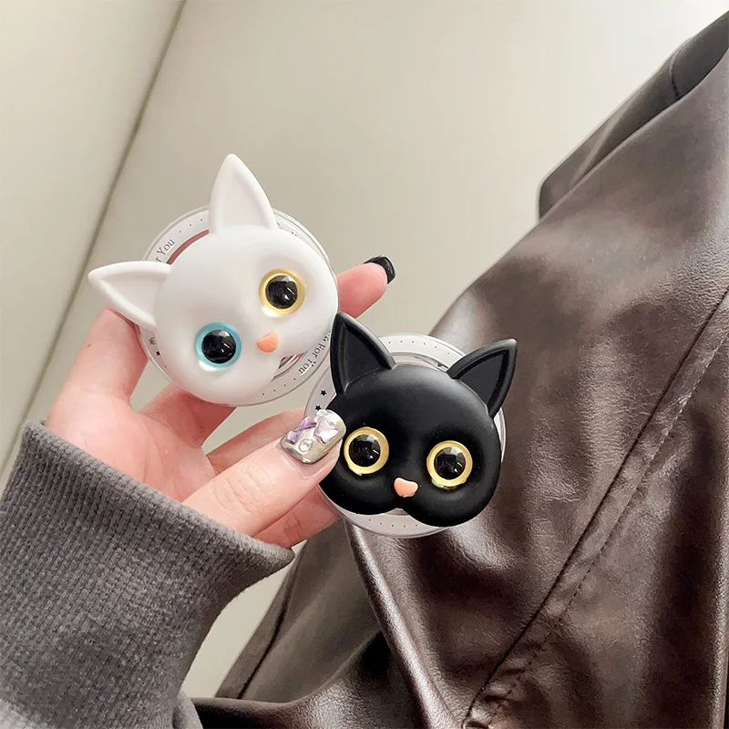 Soporte magnético de agarre para teléfono con diseño de cabeza de gato, soporte de bolsillo para Magsafe IPhone 16 Mac, anillo seguro, soporte expansible para dedo - imagen 2