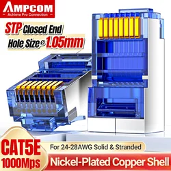 AMPCOM Conector RJ45 CAT5e Blindado Chapado Oro Cable Ethernet