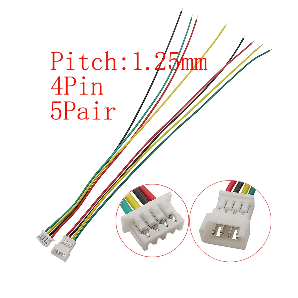 10Pcs Mini Micro JST 1.25mm Pitch Male / Female Connector 2/3/4/5/6 Pin Plug With Terminal Wires Cables Socket 150MM 28AWG - imagen 5