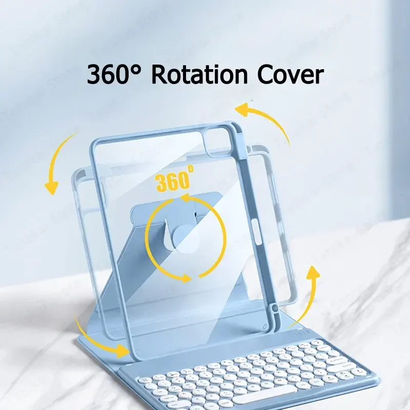 Funda giratoria de 360 ° con teclado táctil para iPad Air 11, Air 5, 4, 3 Pro 11, 2022-2018, iPad 10, 9, 8, 7. ª generación Pro 10,5 - imagen 4
