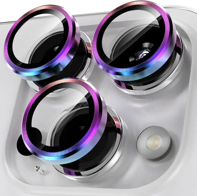 Protector de lente de cámara para iPhone, vidrio Protector de Metal de diamante para iPhone 15 Pro 14 13 12 11 Pro Max Plus Mini, 2 piezas - imagen 2