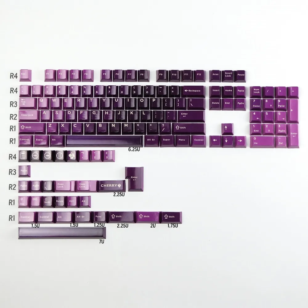 Chan Master Keycap porcelana brillante 133 teclas púrpura rojo Keycaps Aurora Set PBT tinte subcama perfil de cereza para teclado mecánico - imagen 5