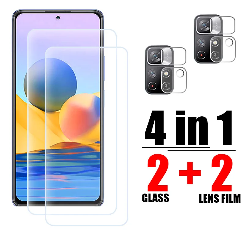 Vidrio Templado 4 en 1 9H HD para Xiaomi Redmi Note 13 12 11 10 Pro 11S 9 8 7 Plus Protector de pantalla para Redmi 10 10C 9T lente de cristal - imagen 2