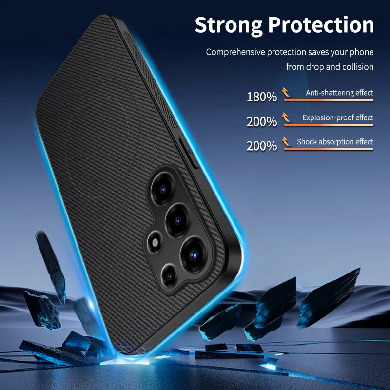 Funda magnética para INFINIX itel S26 Ultra sensación de piel fibra de carbono PC texturizada anticaída cubierta a prueba de golpes para INFINIX itel S26Ultra - imagen 3