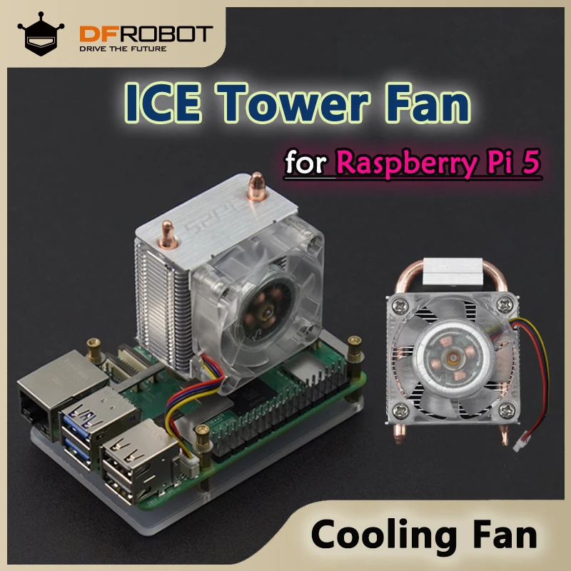 Ventilador de torre de hielo para refrigerador Raspberry Pi 5 RPi5, tubo de cobre en forma de U, ventilador de refrigeración, con LED RGB colorido
