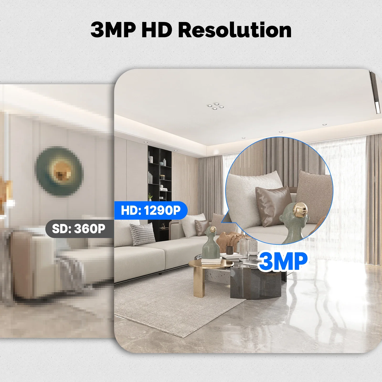 MOES Tuya WiFi Cámara Inteligente Interior 3MP HD Pan 360 ° Inclinación 180 ° La vigilancia del monitoreo del hogar funciona con Alexa Google Home - imagen 3