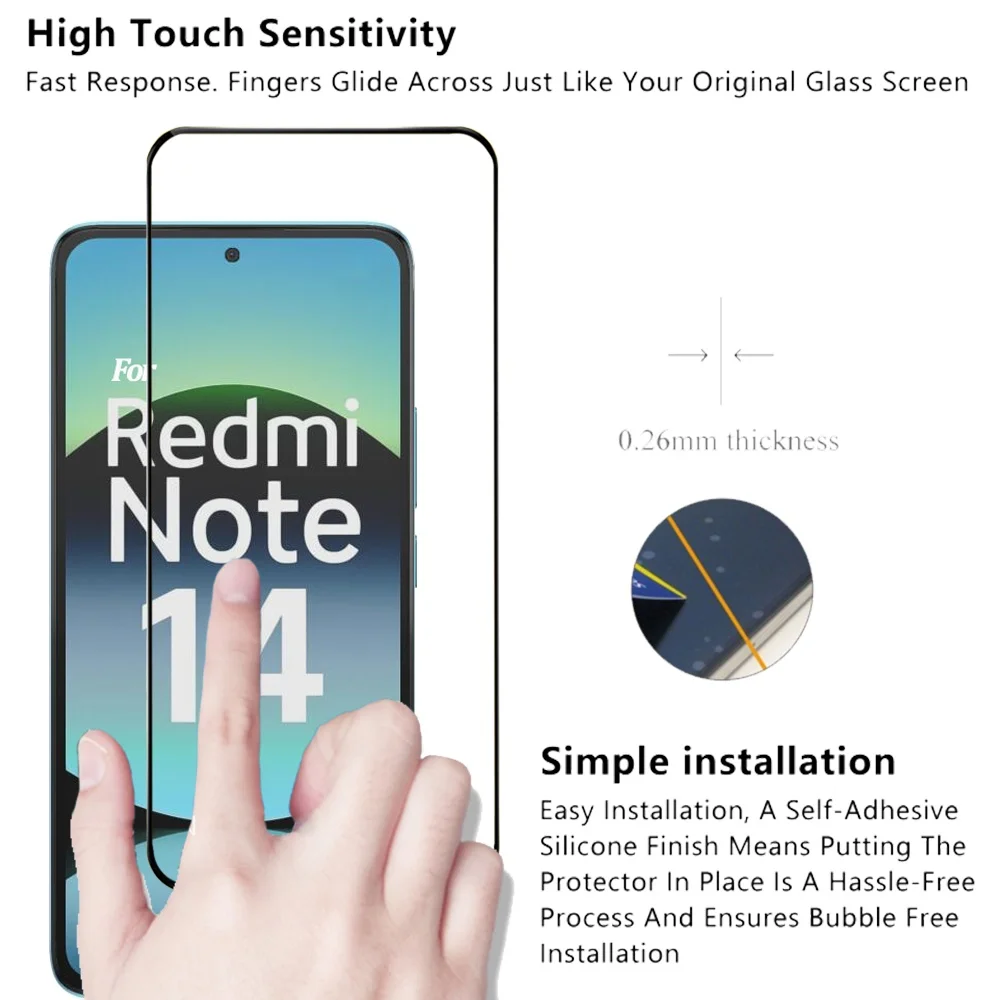 1~3 PCS Película Cristal templado Para Xiaomi Redmi Note 14 Protector Pantalla Redmi Note 13 Pro 5G Frontal Vidrio Redmi Note14 Screen Protector Glass - imagen 5