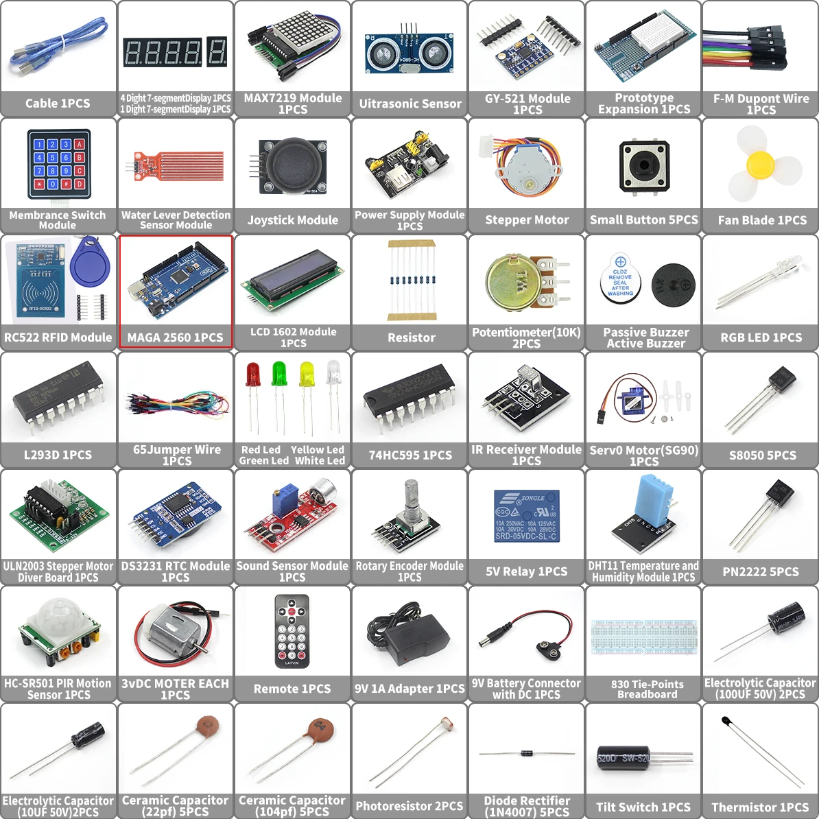 EQV MEGA 2560 Project El kit de inicio más completo para Arduino Mega2560 Nano con LCD1602 IIC / Sensor ultrasónico / Tutorial - imagen 5