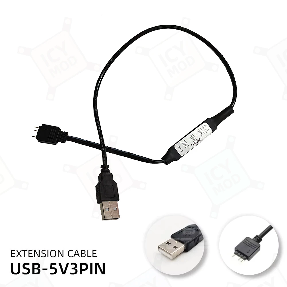 Controlador USB Adaptador convertidor de fuente de alimentación 5V3PIN Cable USB-ARGB Ajuste de ventilador de control manual - imagen 3